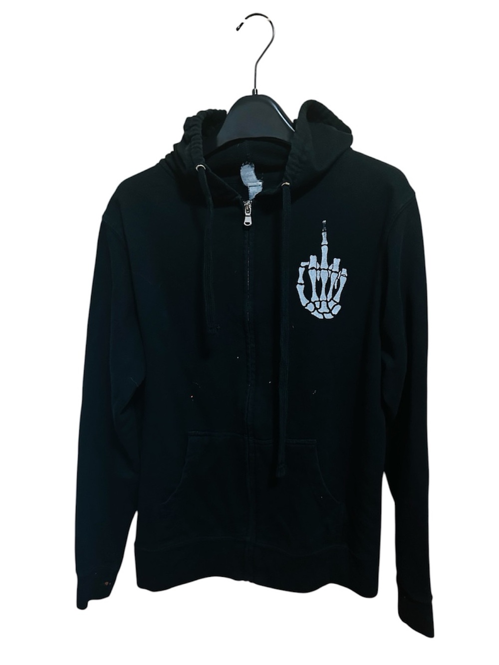 Black Skeleton Hand Zip Hoodie - Unbranded
